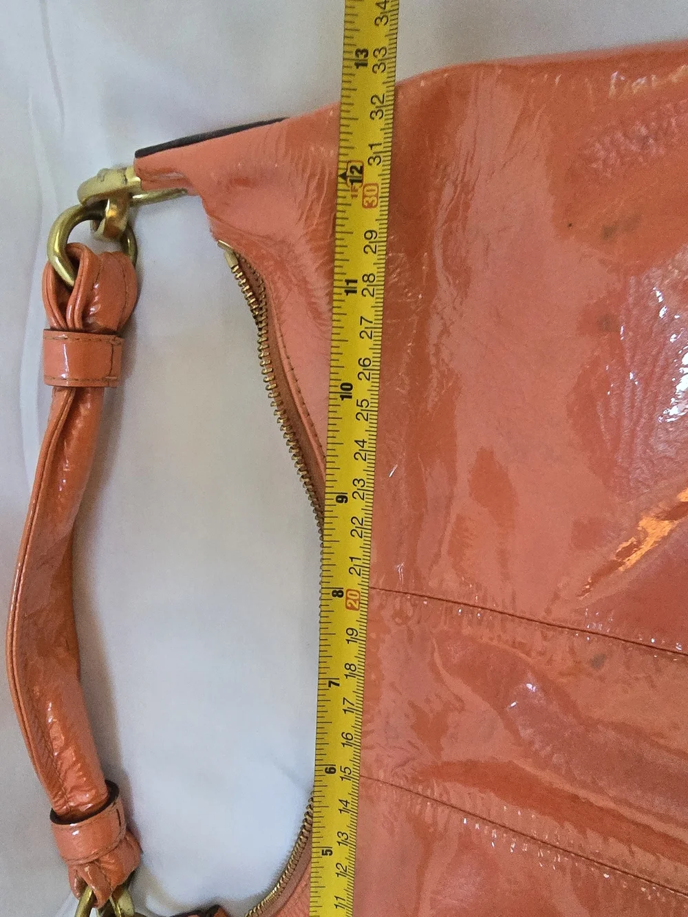 Coach Kristin 16948 Coral Patent Leather Convertible Hobo Bag